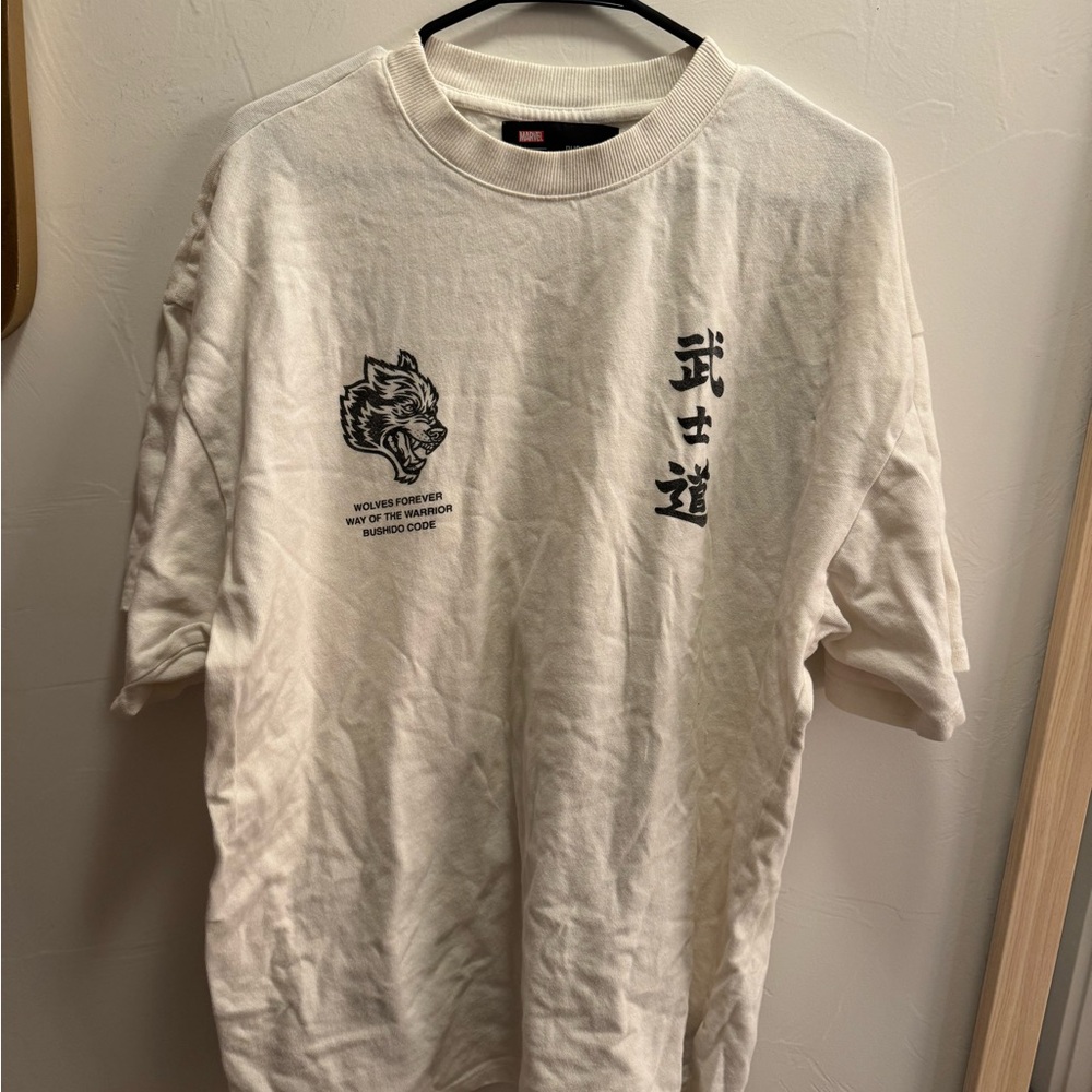 Darc Sport White Tee with Black Wolf Graphic